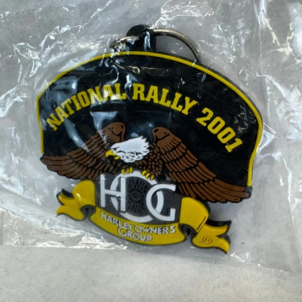 VTG Harley Davidson HOG National Rally 2001 Eagle Logo Rubber Keychain NEW